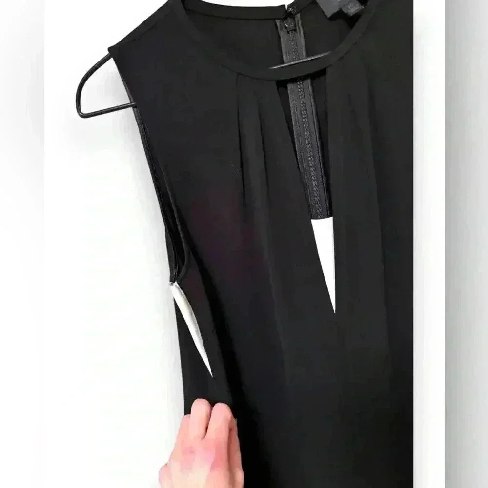 Women's BR Monogram sleeveless cutout sheath dress in black/white size 10 - Picture 4 of 15